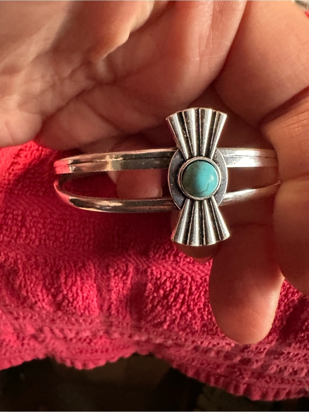 Silver Turquoise Accent Cuff Bracelet - Women Jewelry